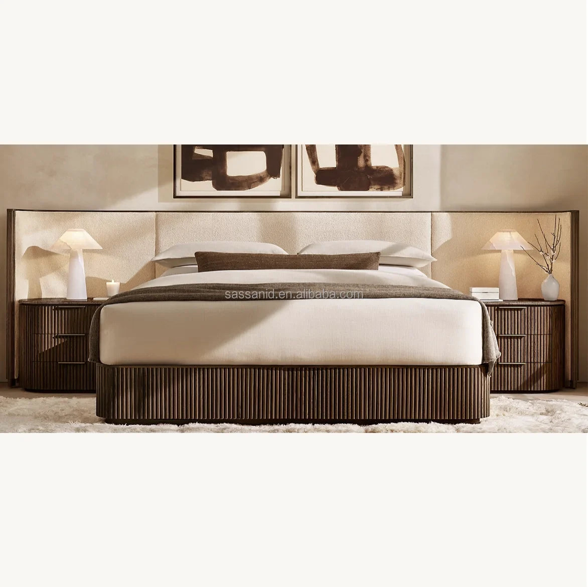 Byron Extended Shelter Bed – Contemporary Upholstered Platform in Oak
