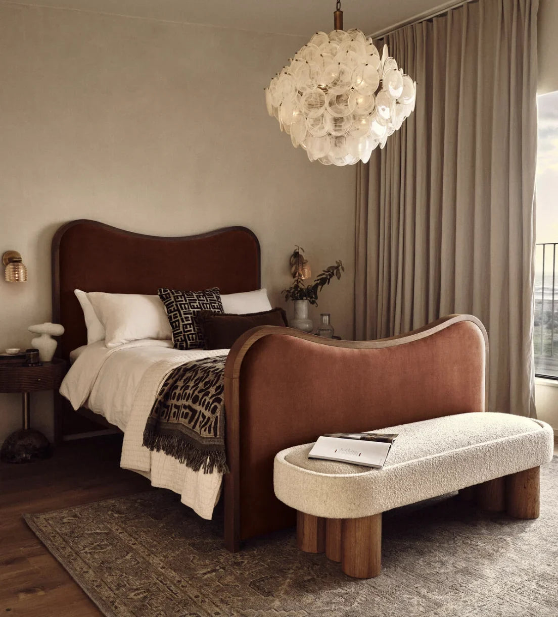 King Cloud Platform Bed – Chocolate Leather Mid-Century Modern | 1601061771728