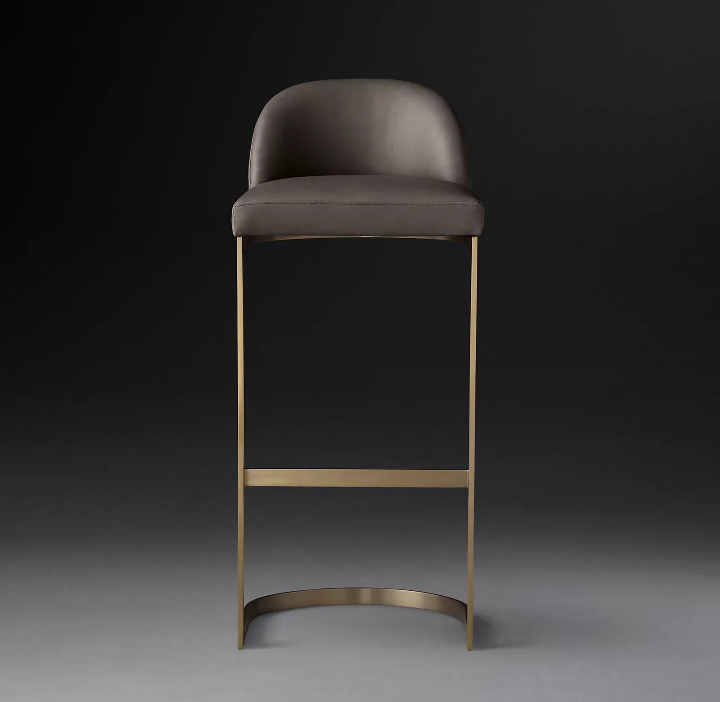 Italian Leather Bar Stool – Berkshire Leather and Burnished Brass Frame