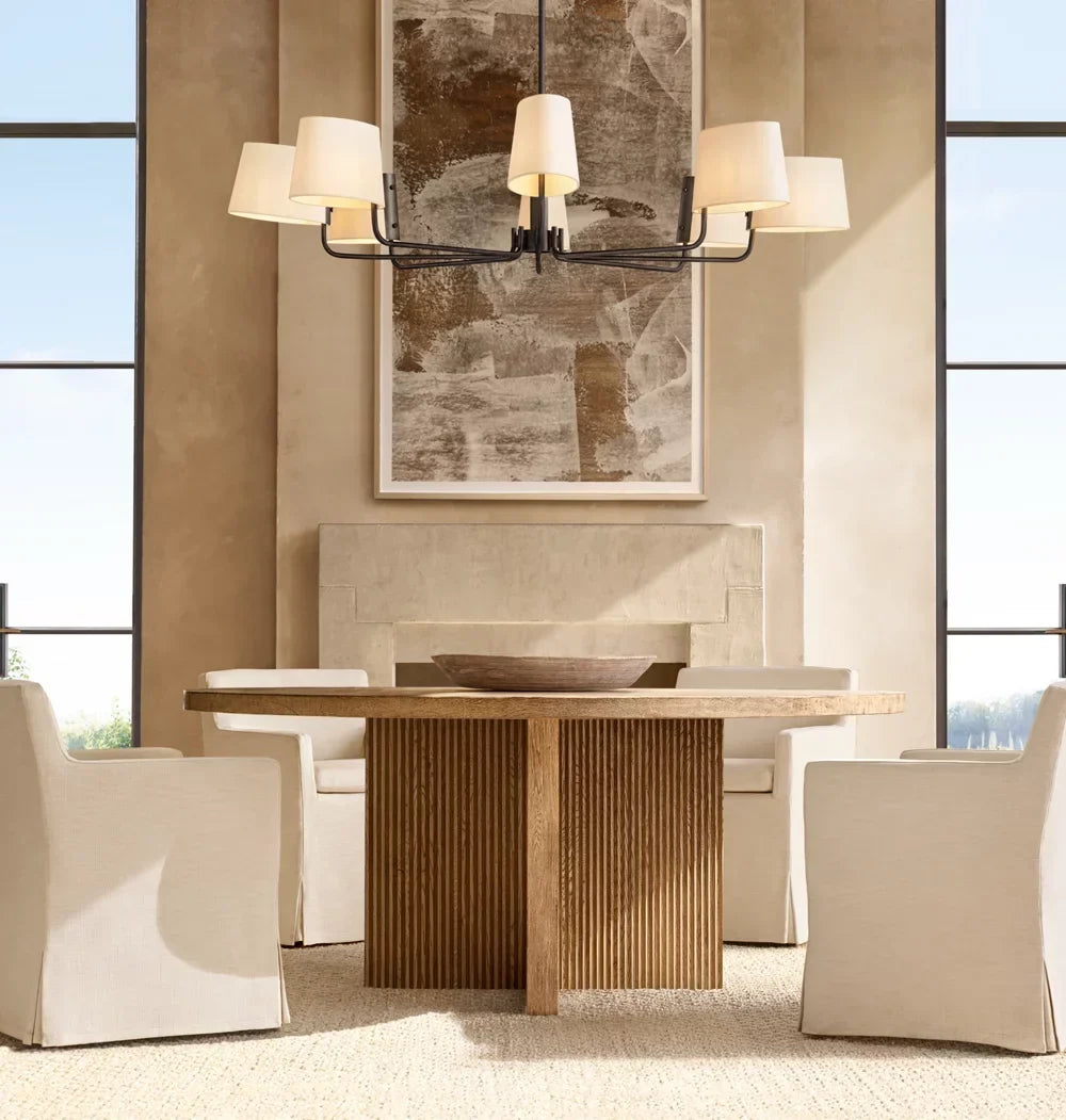 Reeded Round Dining Table – Reclaimed Oak Statement Piece | 1601237700164