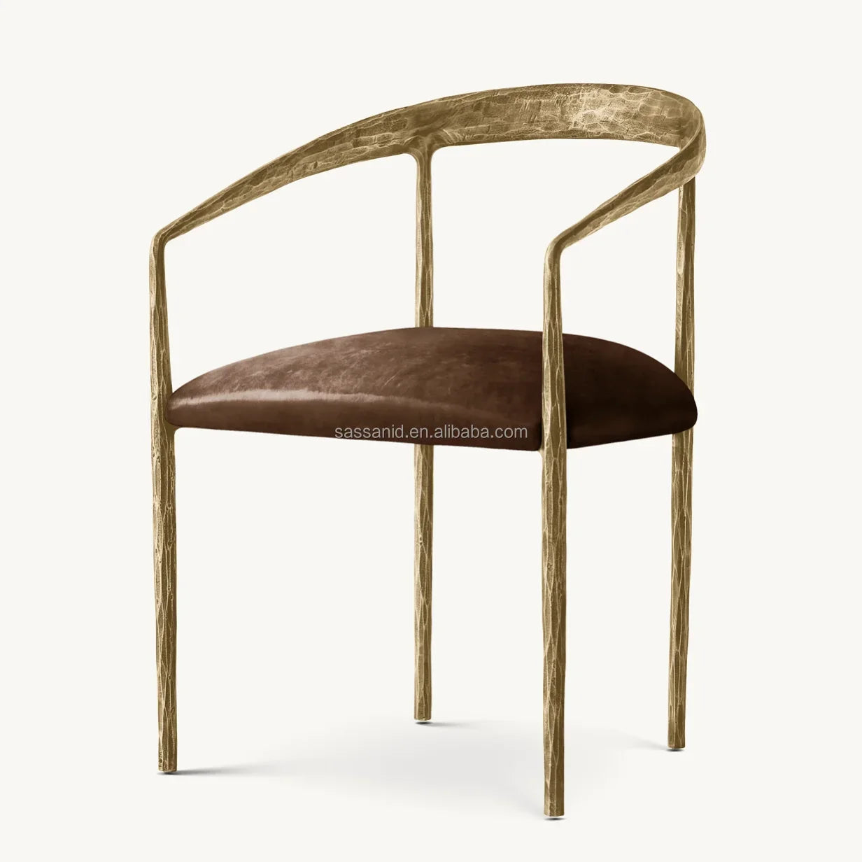 Thaddeus Curved Dining Armchair – Leather Upholstered European Designer Piece