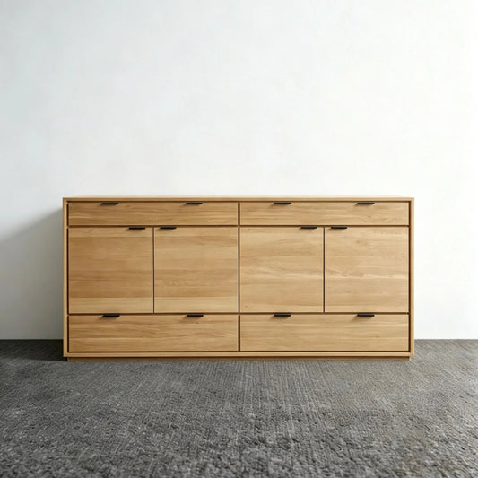 French Rustic Sideboard – Four-Door Four-Drawer Solid Birch Cabinet