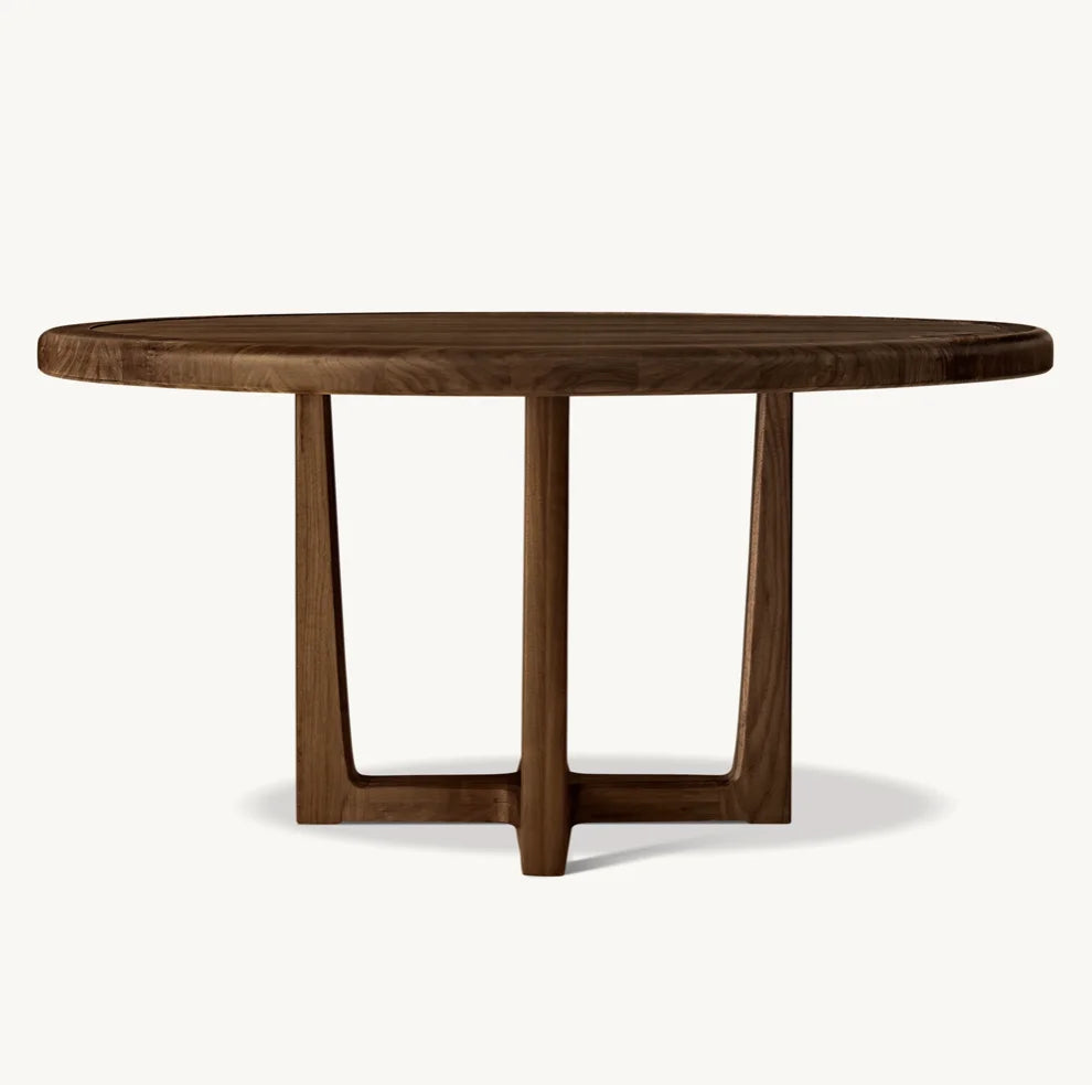 Gael Round Dining Table – Handcrafted Solid American Walnut Contemporary Statement Piece | 1600997095438