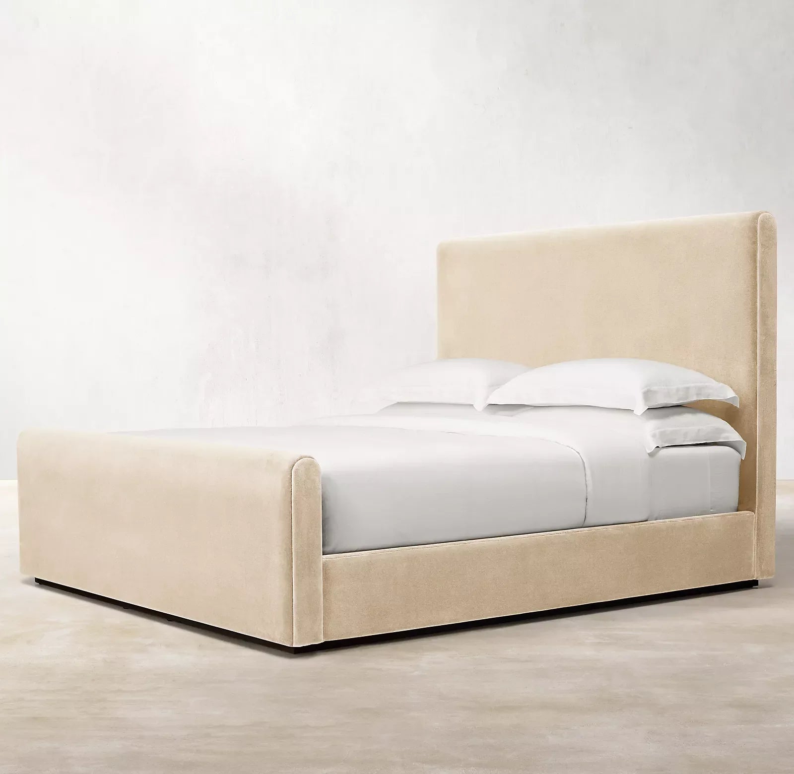 Cloud Platform Bed – Slipcovered Fabric Panel with Goose Feather – Contemporary Design