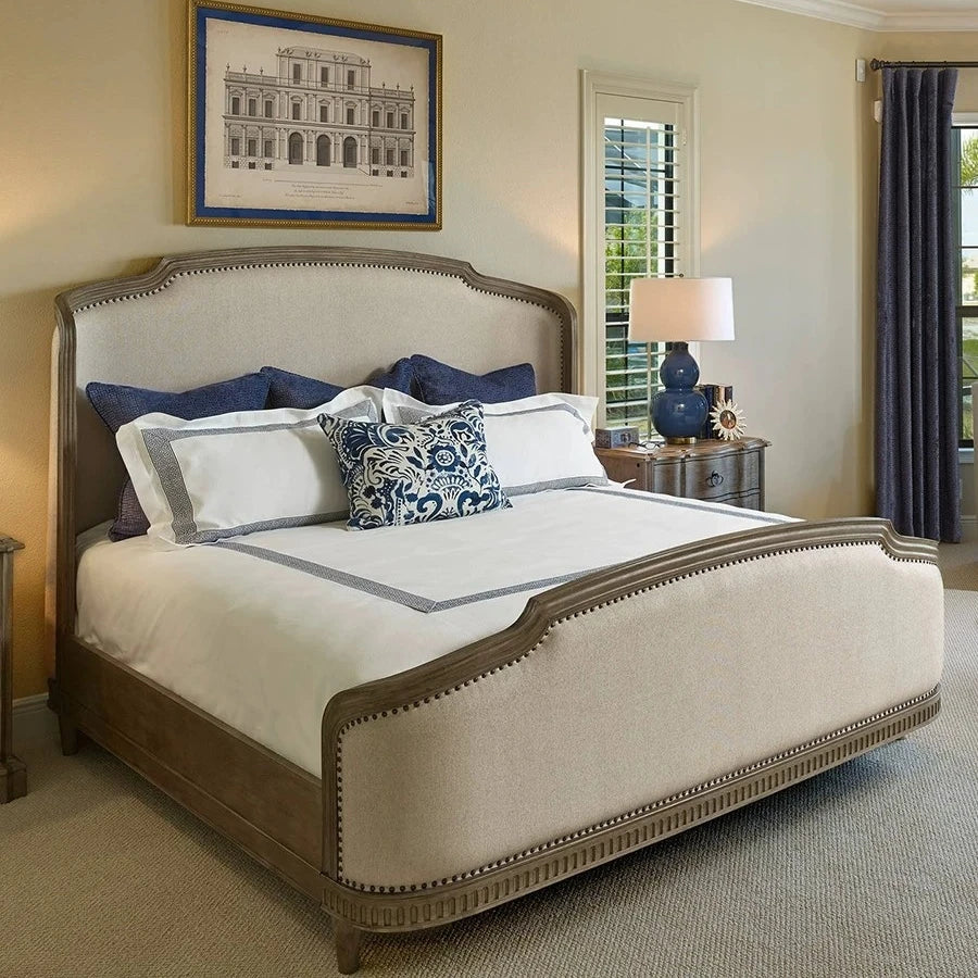 Solid Wood Platform Bed – French-Inspired Birch Master Bedroom Piece | 26-173