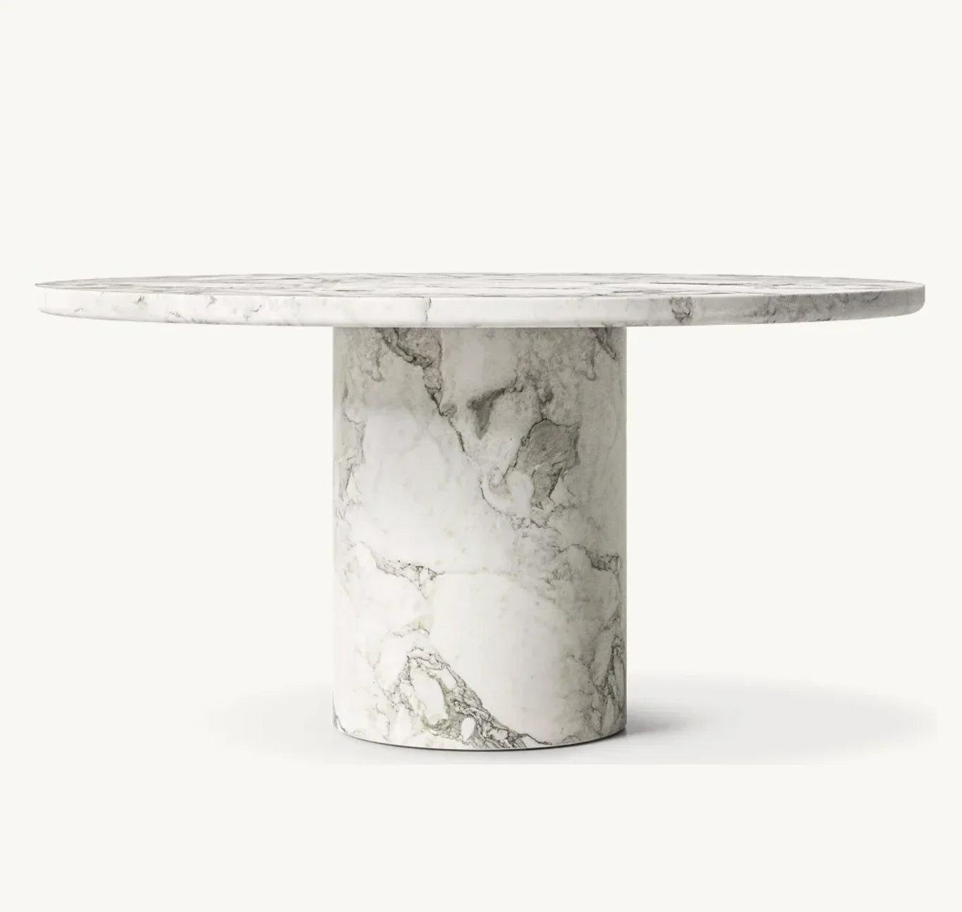 Round Dining Table Mid-century Design – Italian Arabescato Marble Statement Piece