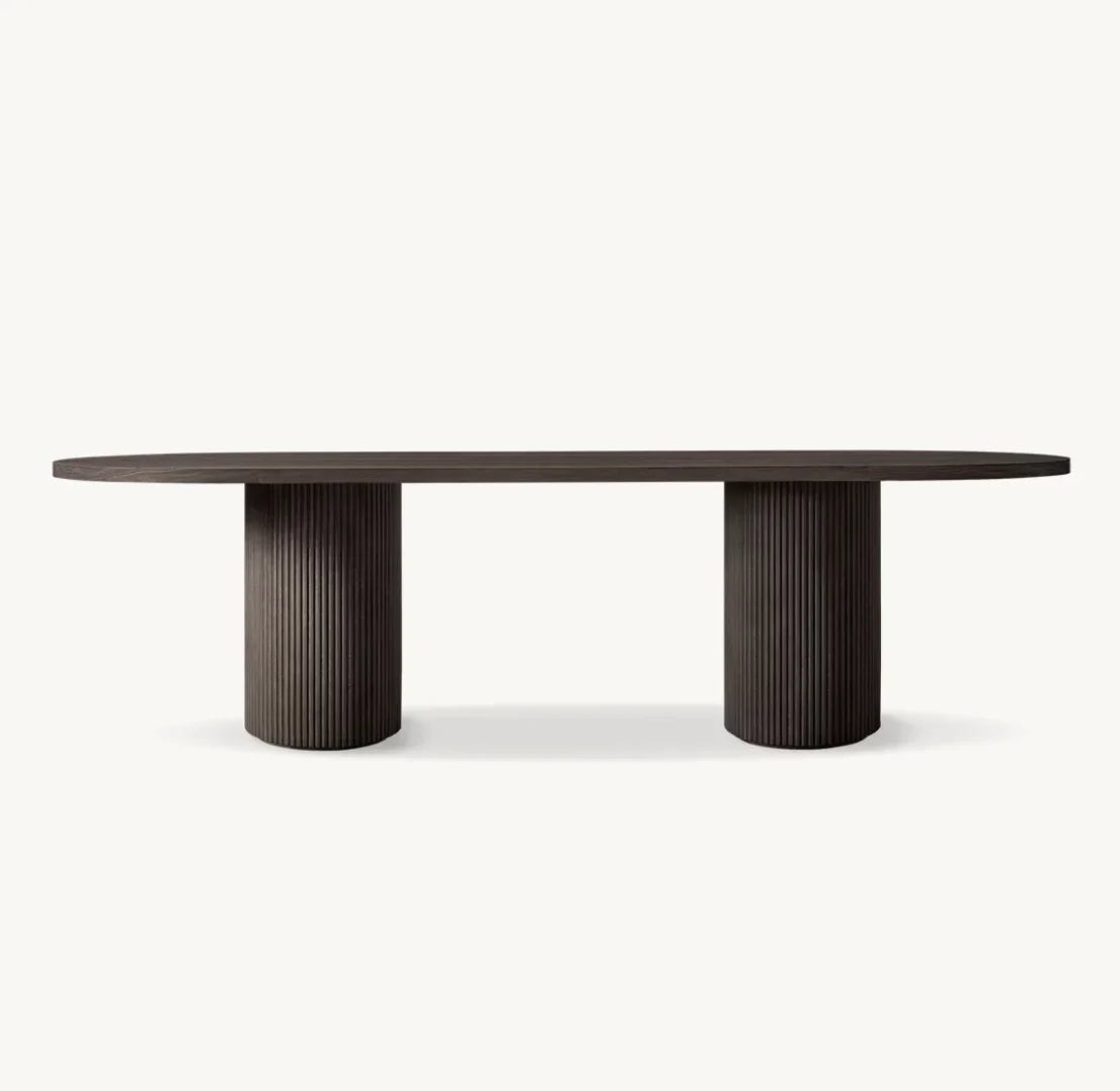Byron Column Dining Table – French Art Deco Oak Statement Piece