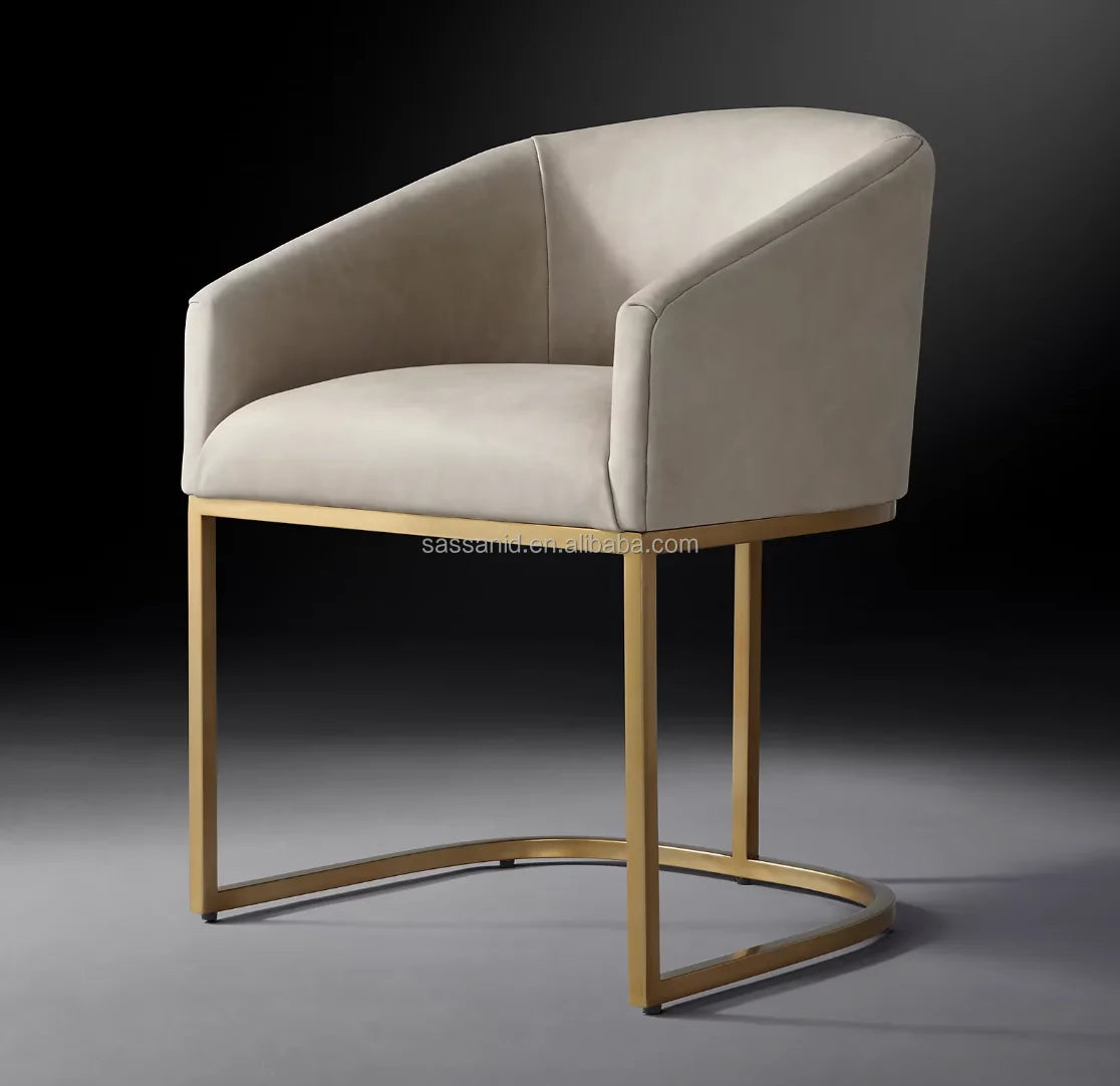 Emiry Dining Chair – Curved Back Leather Midcentury Modern Piece