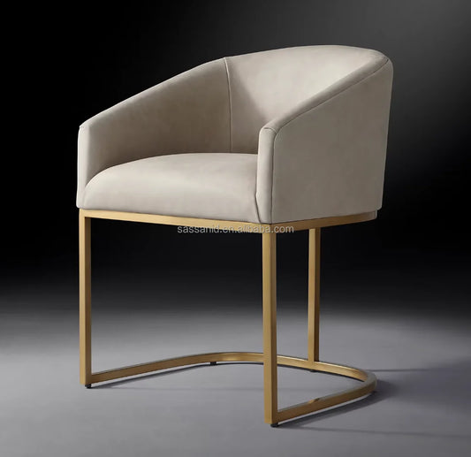 Emiry Dining Chair – Curved Back Leather Midcentury Modern Piece