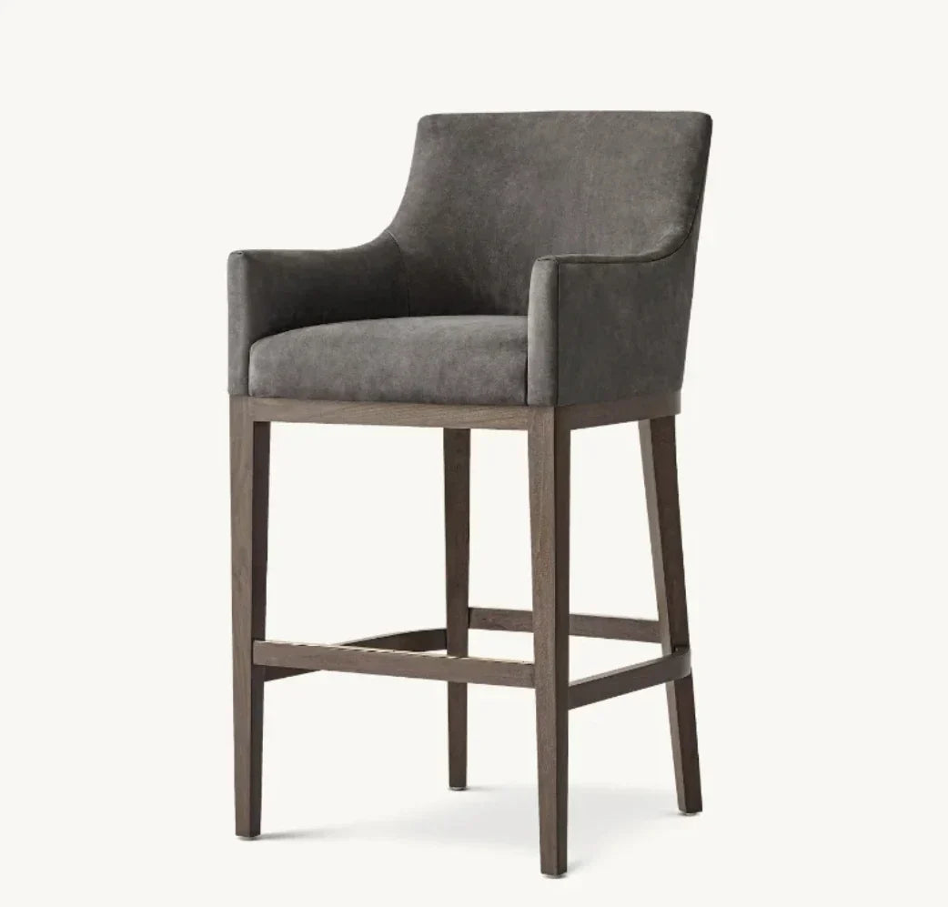 Bar & Counter Stool – Curved Back Leather & Oak Morgen Contemporary