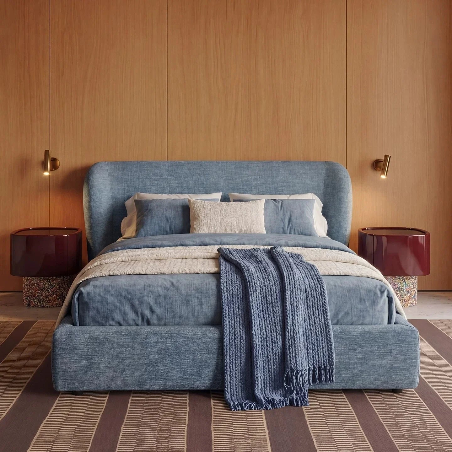Modern Upholstered Bed – Minimalist Cream Fabric Statement Piece | 26-230