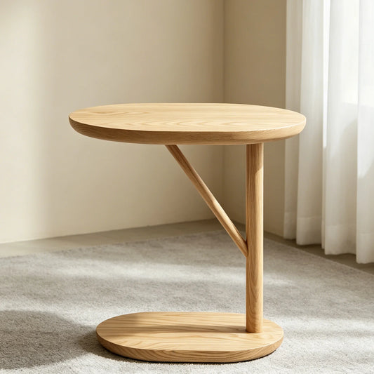 Modern Minimalist Solid Wood Side Table Cream Wabi-Sabi Style Eco-Friendly Living Room End Table