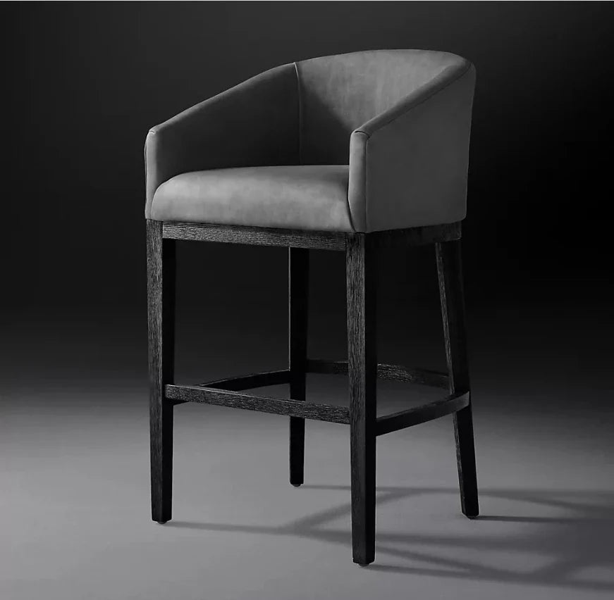 Morgan Barrelback Bar Stool – Slope Arm Leather Oak Mid-Century | 1601053923370