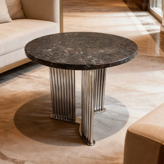 Luxury Round Natural Marble Coffee Table Modern Italian Style for Villa