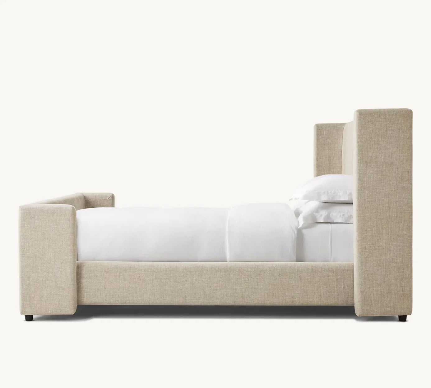 Arlen Shelter Bed – Upholstered Sand Belgian Linen by Arlen – Contemporary Design