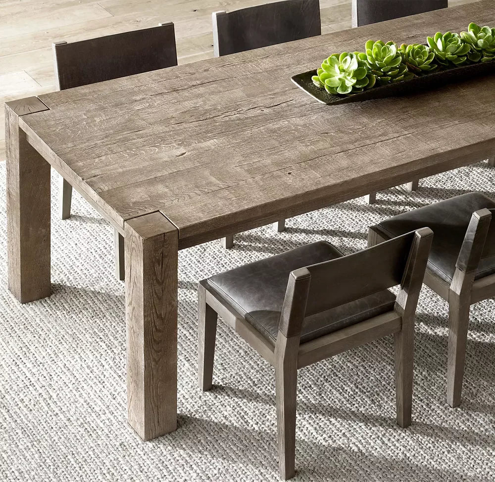 Reclaimed Oak Parsons Extension Dining Table – Handcrafted Wood | 1601041340807