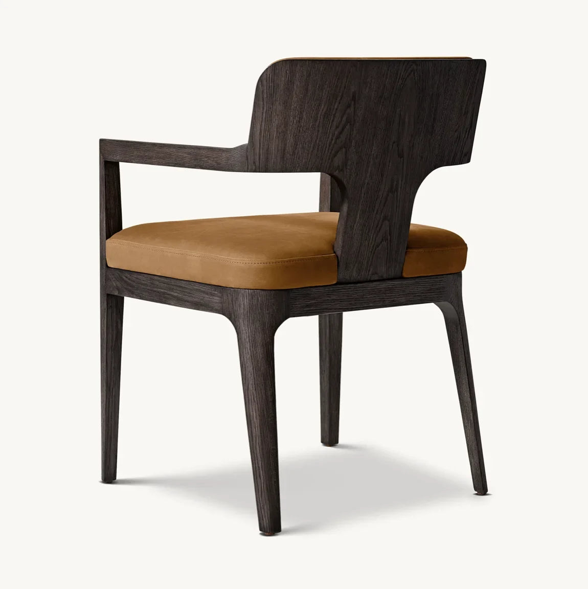 Theo Midcentury Dining Armchair – Solid Oak & Leather Minimalist Statement Piece