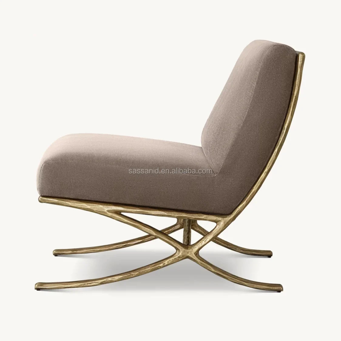 Thaddeus Slipper Chair – X-Base Forged Brass Luxury Modern Piece | 1601700703778