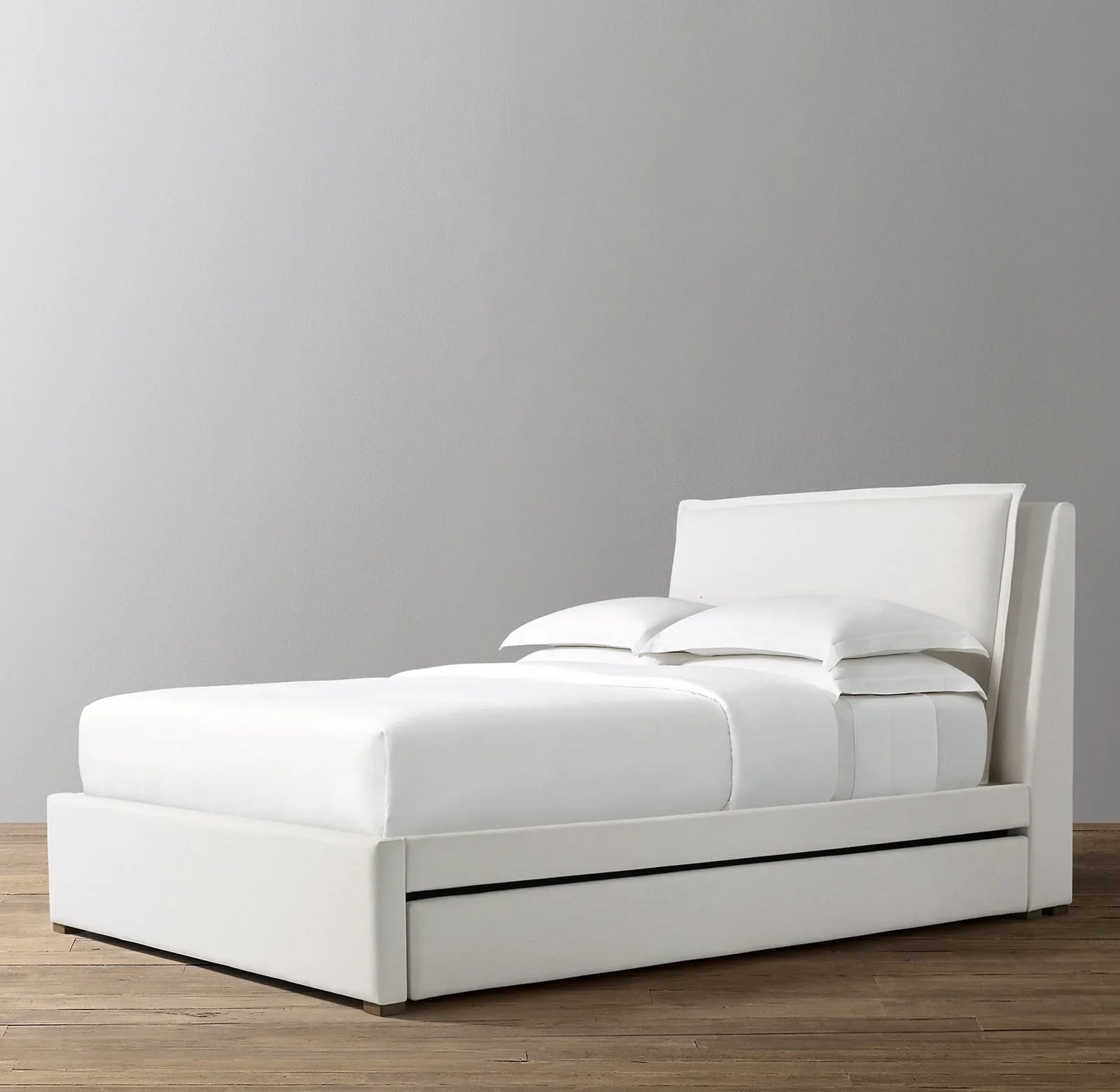 Upholstered Trundle Bed – Sloane White Leather Statement Piece|1601212800108