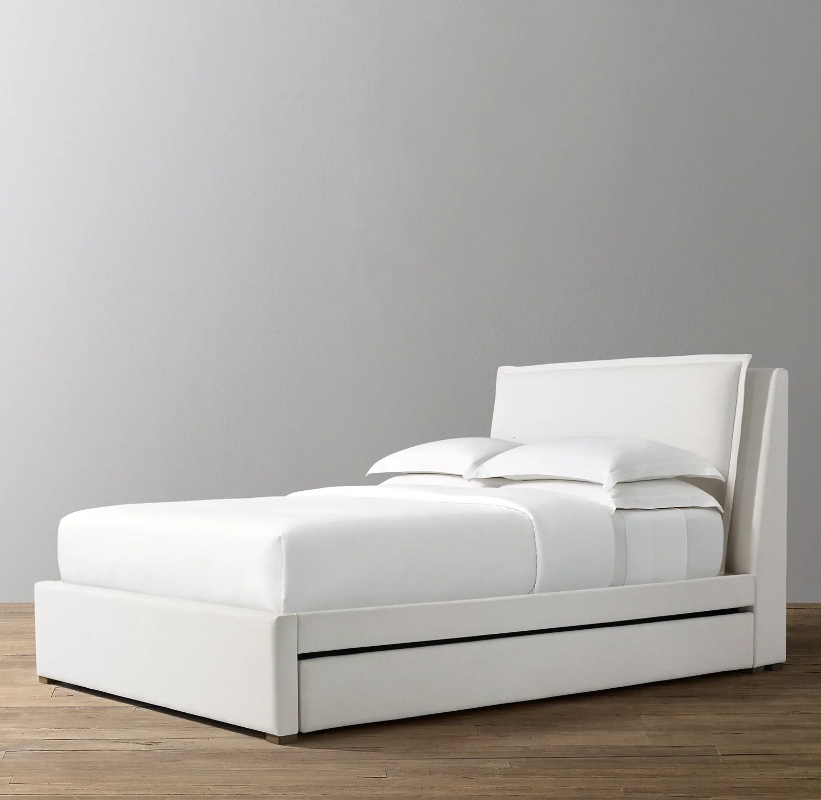 Upholstered Trundle Bed – Sloane White Leather Statement Piece|1601212800108