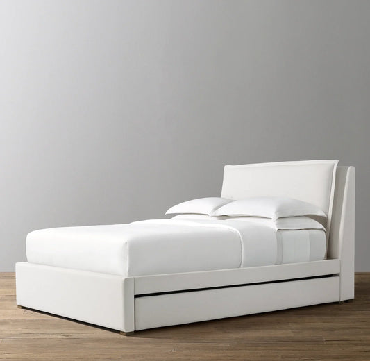 Upholstered Trundle Bed – Sloane White Leather Statement Piece|1601212800108