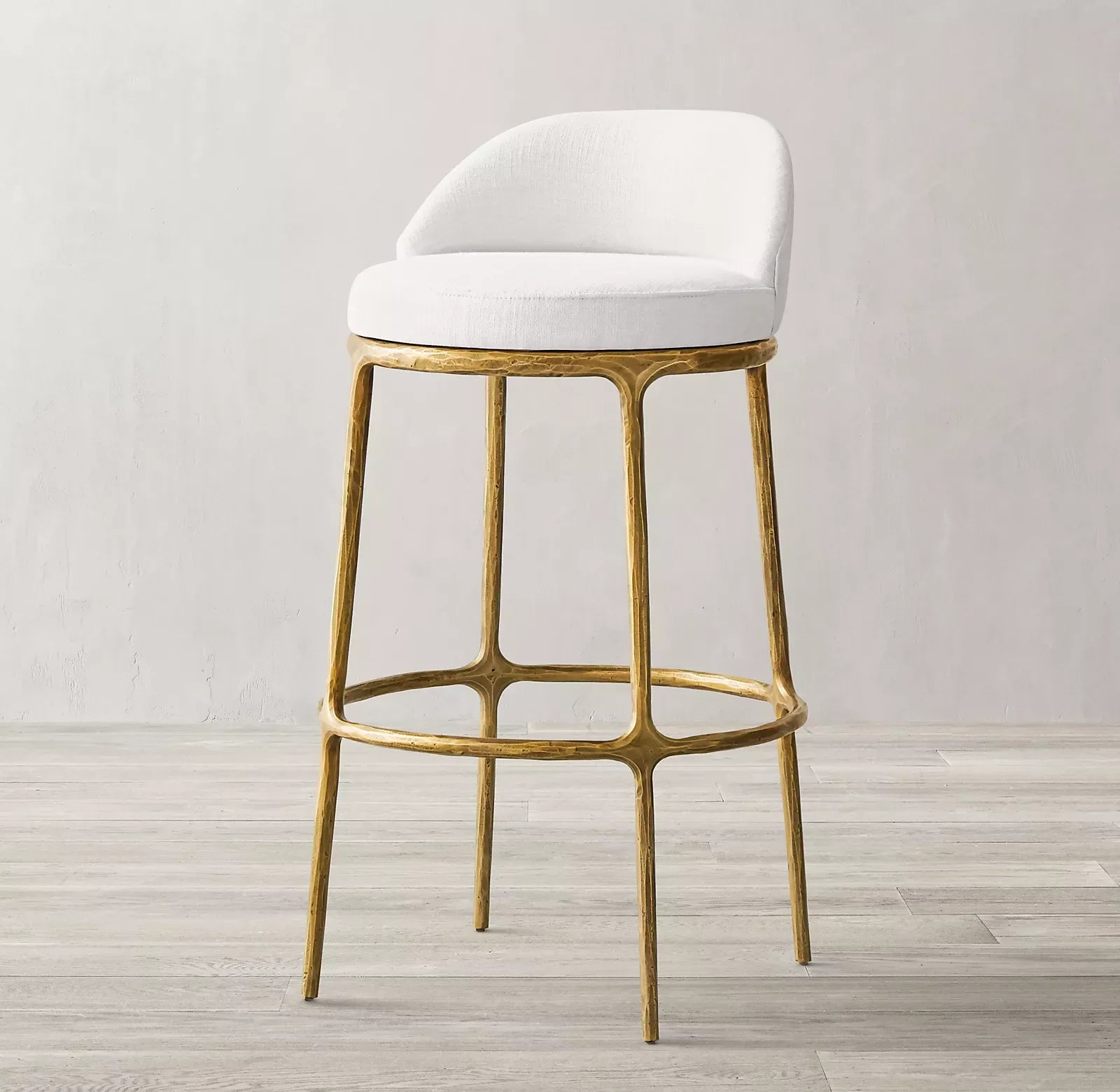 Hand Forged Stool – Vintage Performance Fabric & Oak Statement | 1600557464003