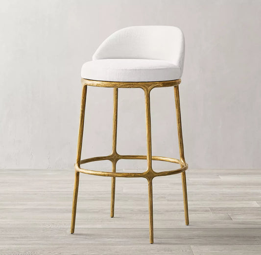 Hand Forged Stool – Vintage Performance Fabric & Oak Statement | 1600557464003