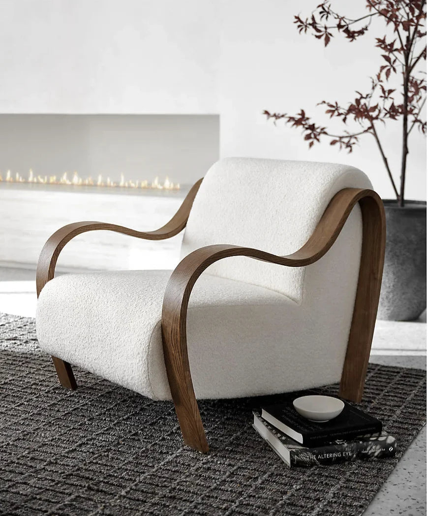 Bisou Accent Chair – Vintage Contemporary Design – White Boucle Statement Piece