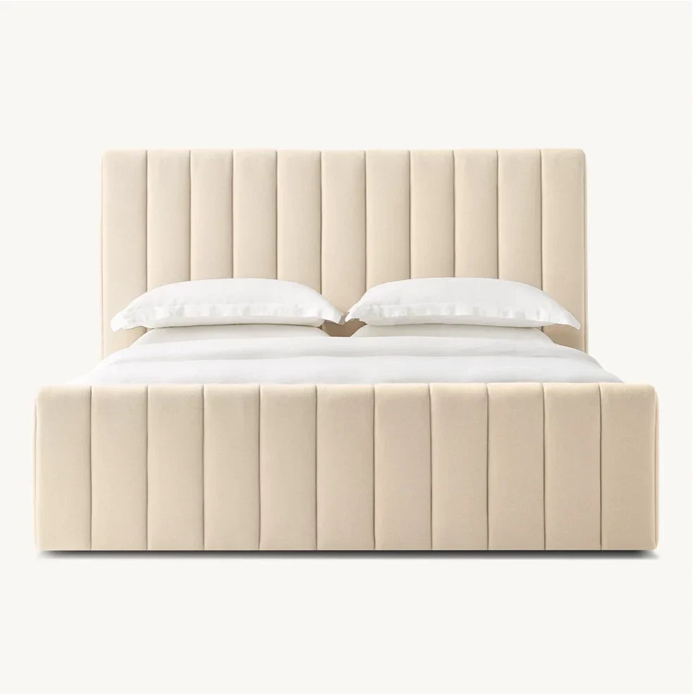 Marmont Channeled Fabric Platform Bed – Sculptural Upholstered Statement Piece | 1601367702191