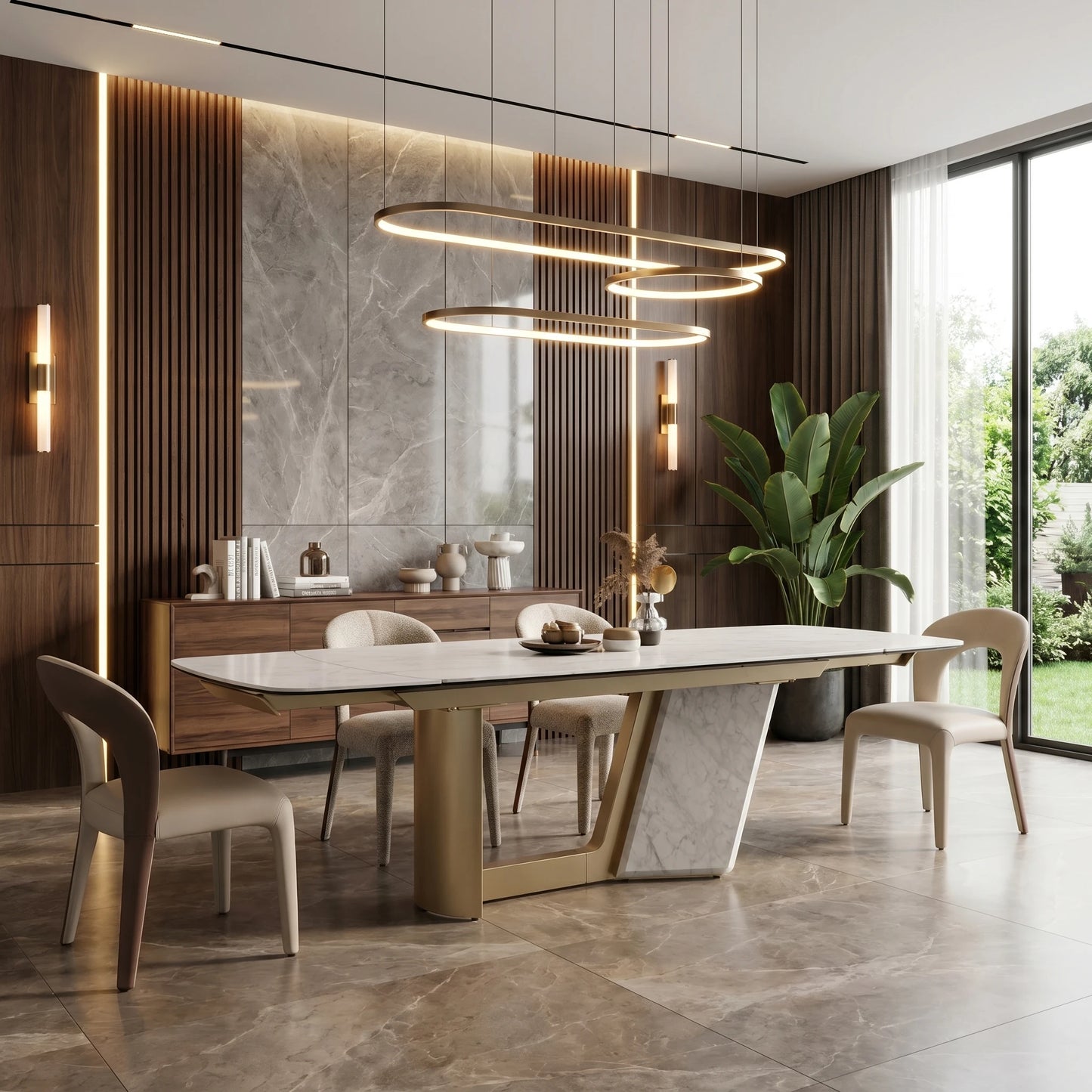 Luxury 1601769243618 Sintered Stone Extendable Dining Table Modern Italian Style for Villa