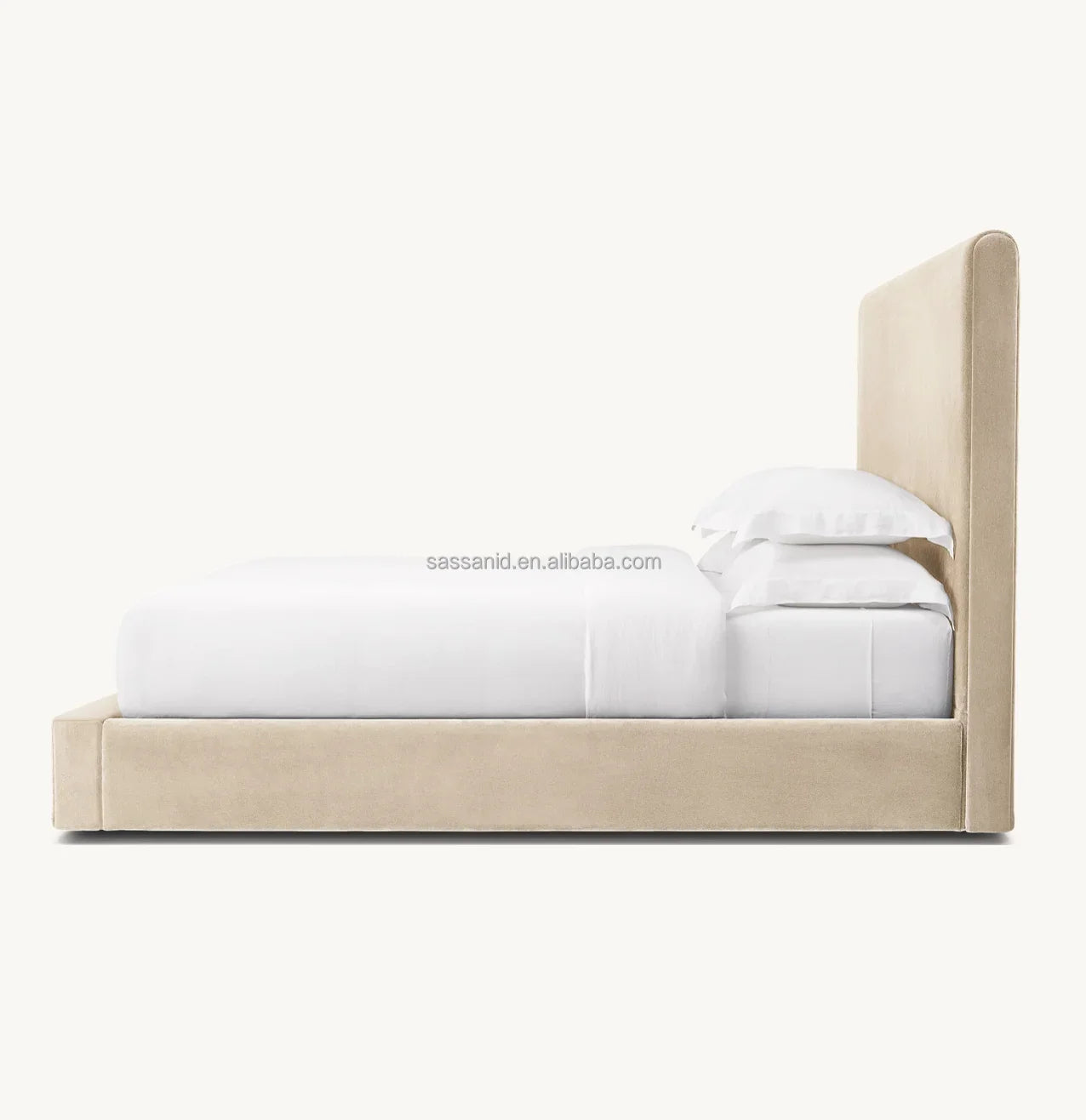 Marmont Fabric Panel Bed – Sculptural Postmodern Platform Statement Piece