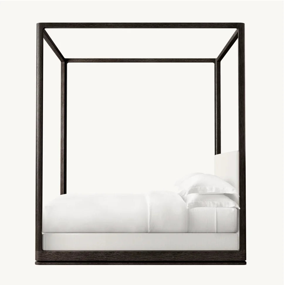 Contemporary Canopy Bed – Brushed Oak Sculptural Statement Piece