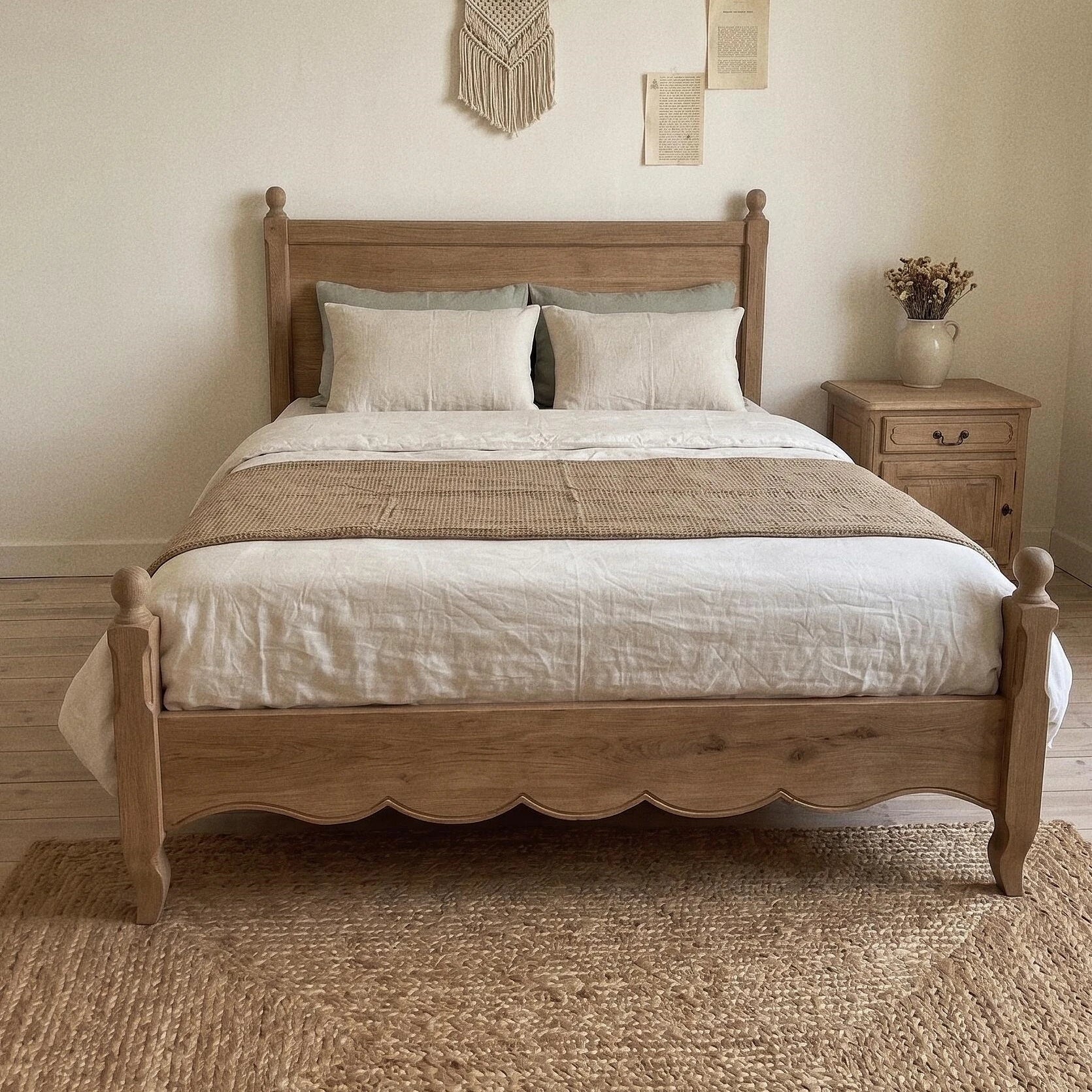Farmhouse Platform Bed – Solid Birch and Plywood Modern Statement Piece | 26-83