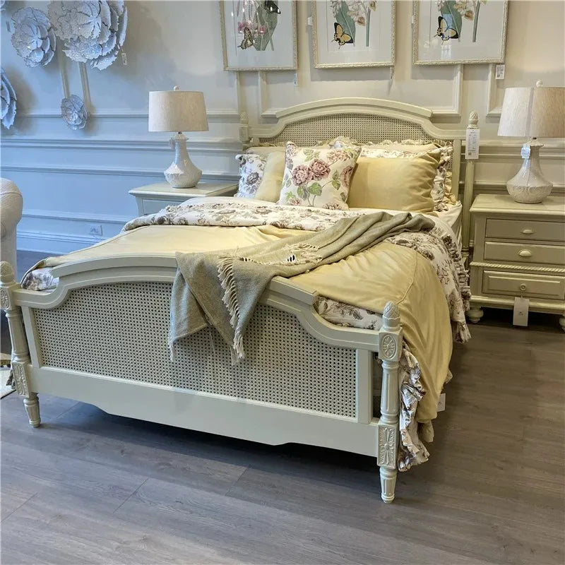 Modern French Platform Bed – American Birch Solid Wood Statement Piece | 26-164