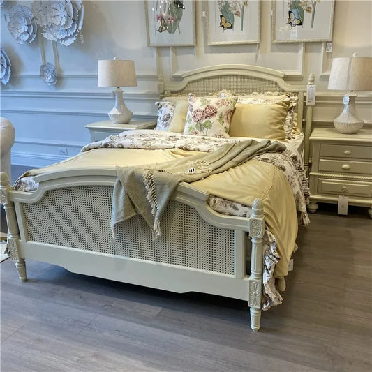 Modern French Platform Bed – American Birch Solid Wood Statement Piece | 26-164