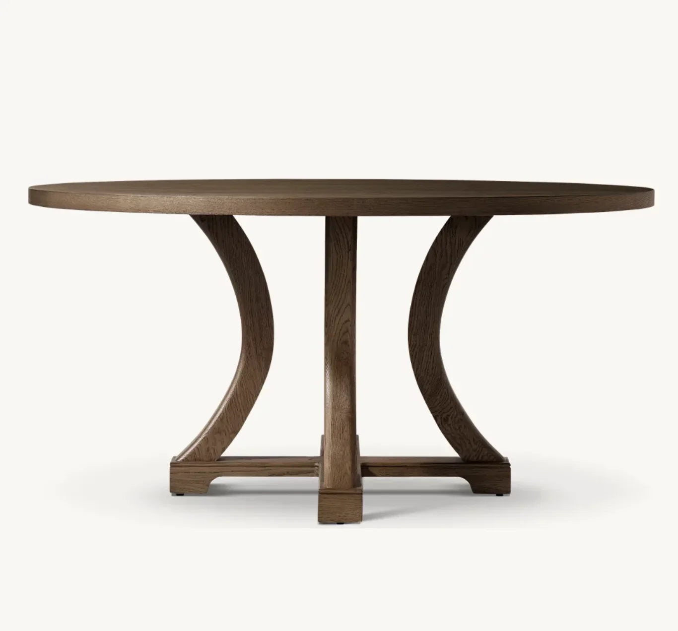 Genevieve Round Dining Table – Wire-brushed European White Oak Mid-century