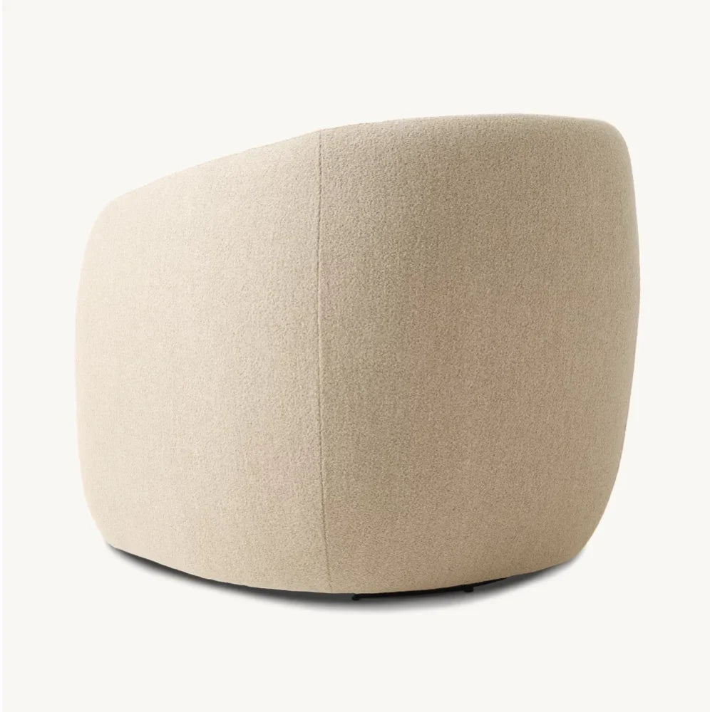 Savio Swivel Chair – Midcentury Geometric Solid Oak & Fabric European Design