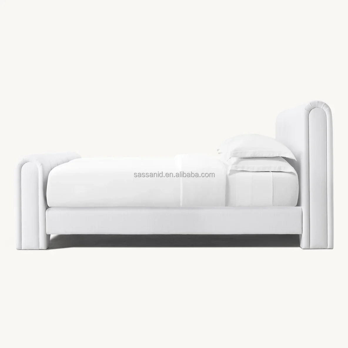 Olivia Fabric Panel Bed – Vertical Channel Upholstered Platform Bed – Contemporary European Design