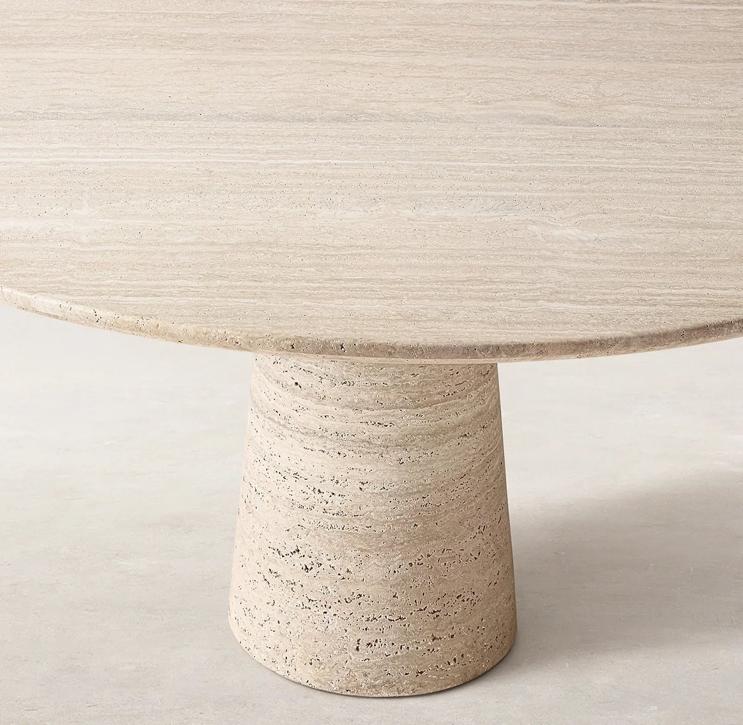 Round Dining Table – Italian Classico Ombra Travertine Sculptural Statement Piece