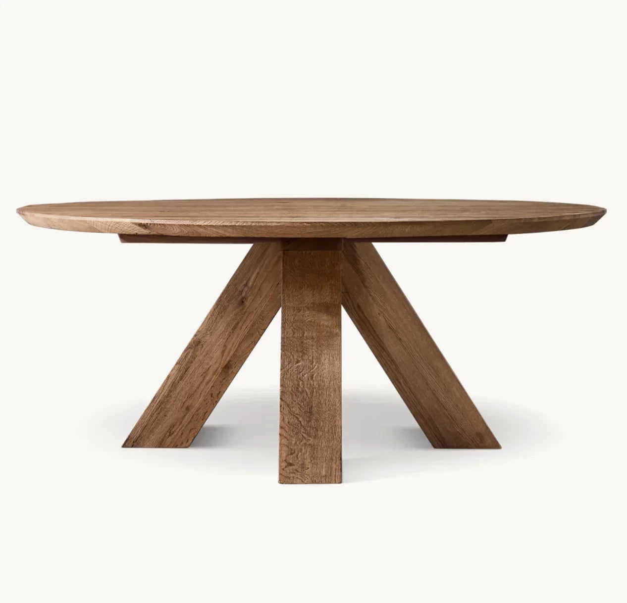 Round Dining Table – Cracking Oak Texture in Brule Umber Statement Piece