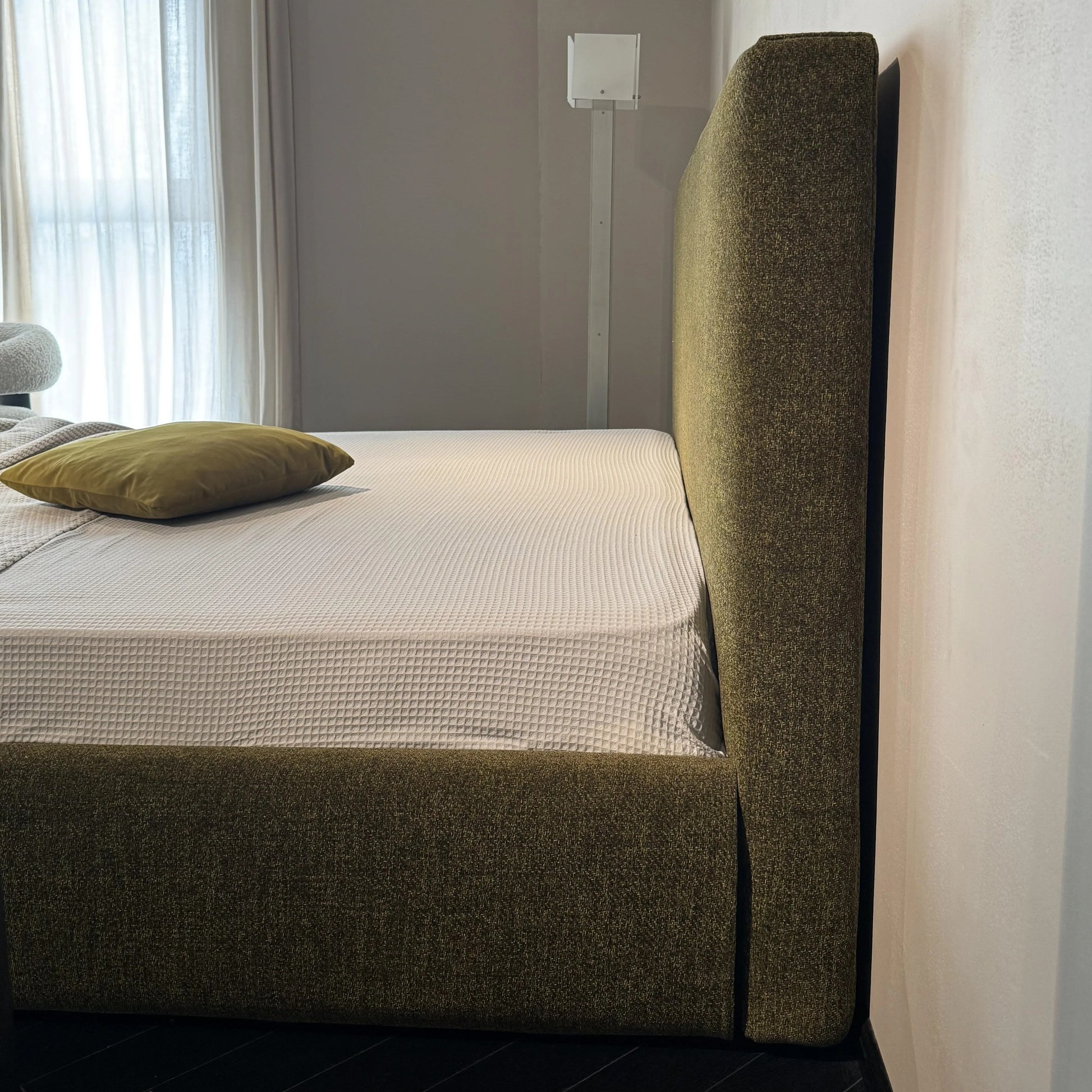 Upholstered Bed with High Headboard – Fabric Modern Statement Piece | 26-136