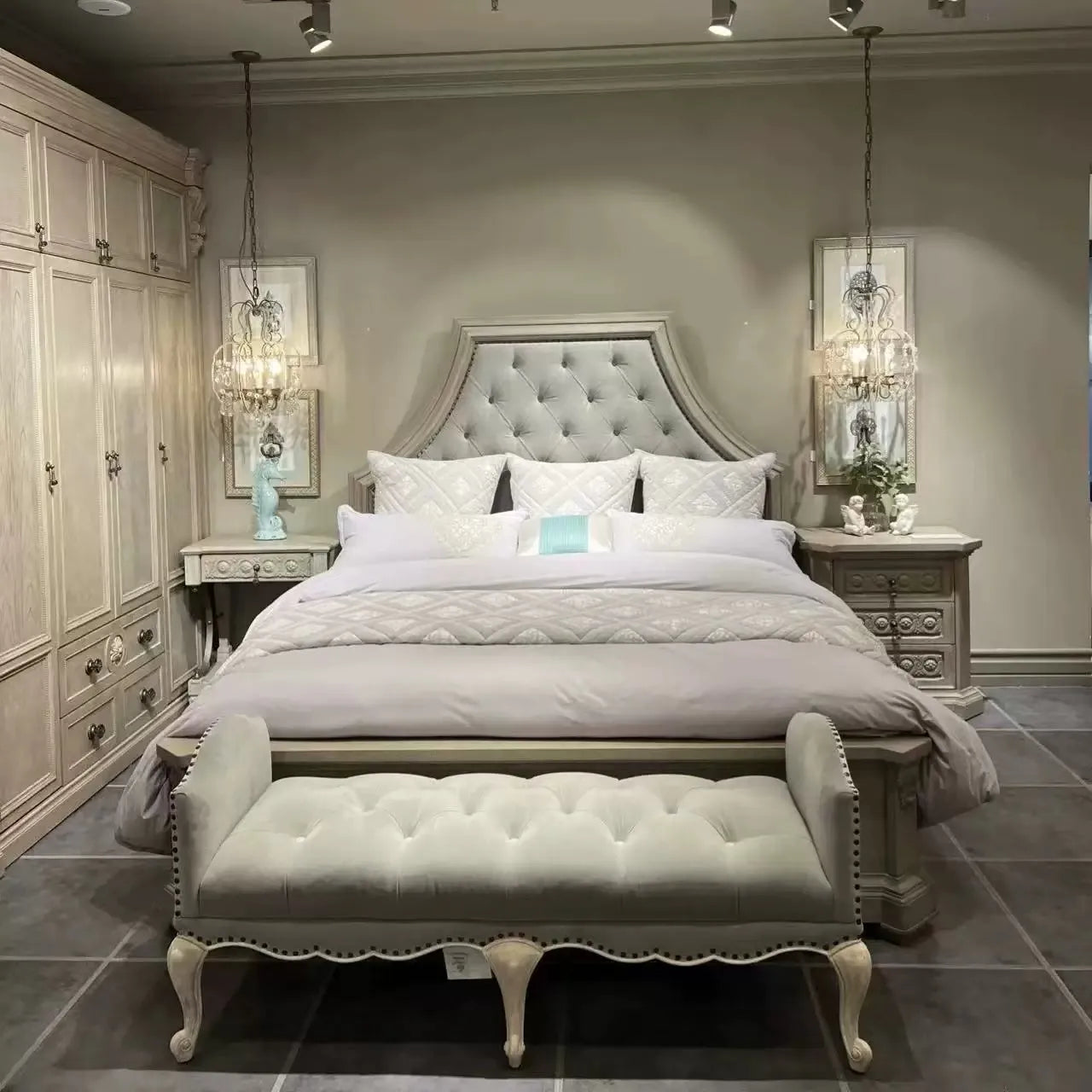 Upholstered Bed with Fabric Backrest – Solid Wood Building Revival Design | 26-149
