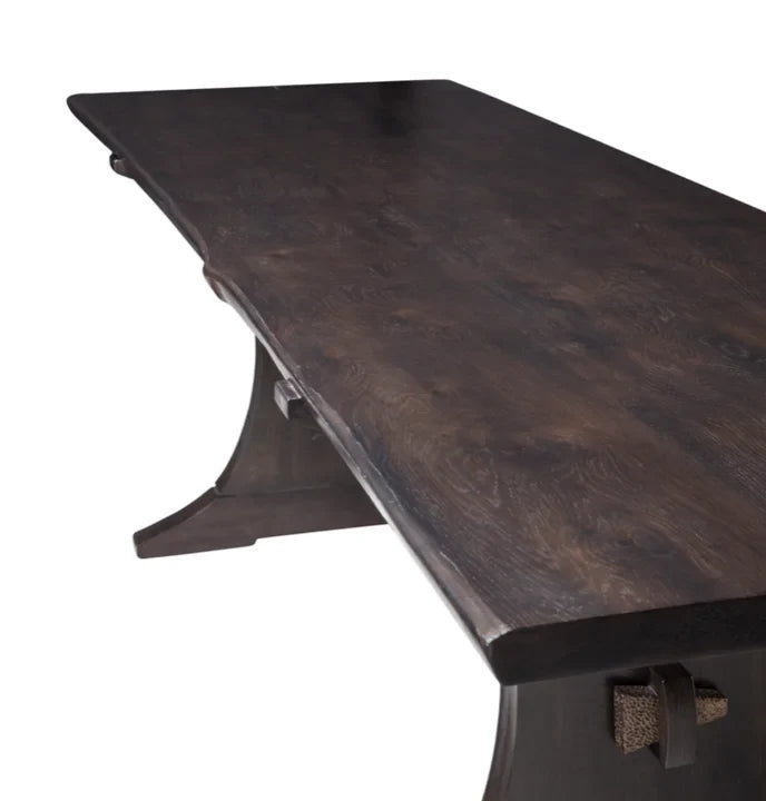 Dining Table – Trestle Base Walnut Finish Contemporary Farmhouse | 103389622278