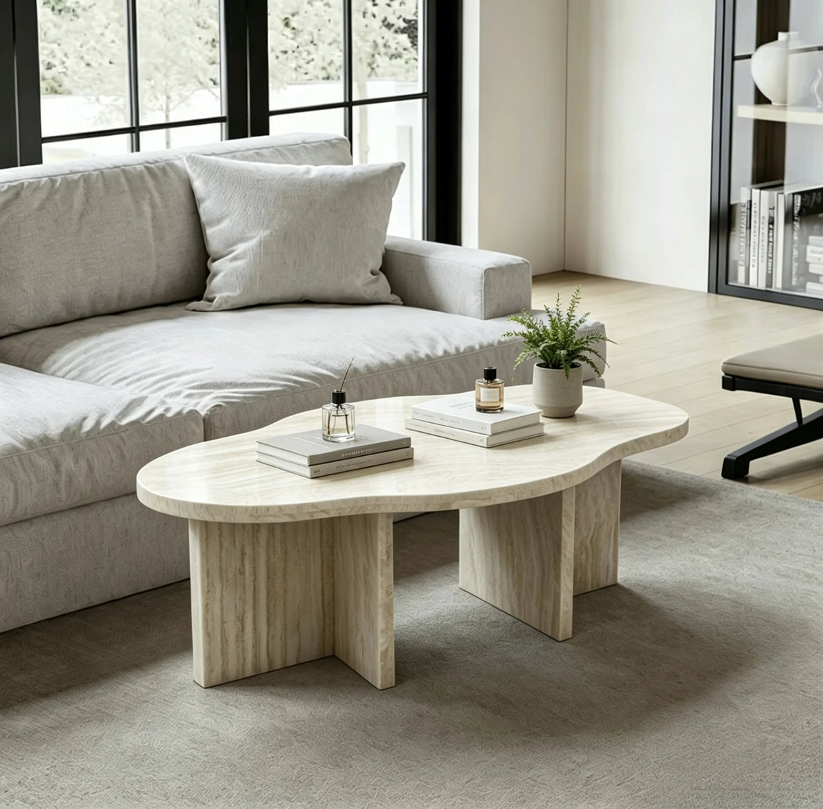 Luxury Cloud Travertine Coffee Table Irregular Minimalist Italian Style