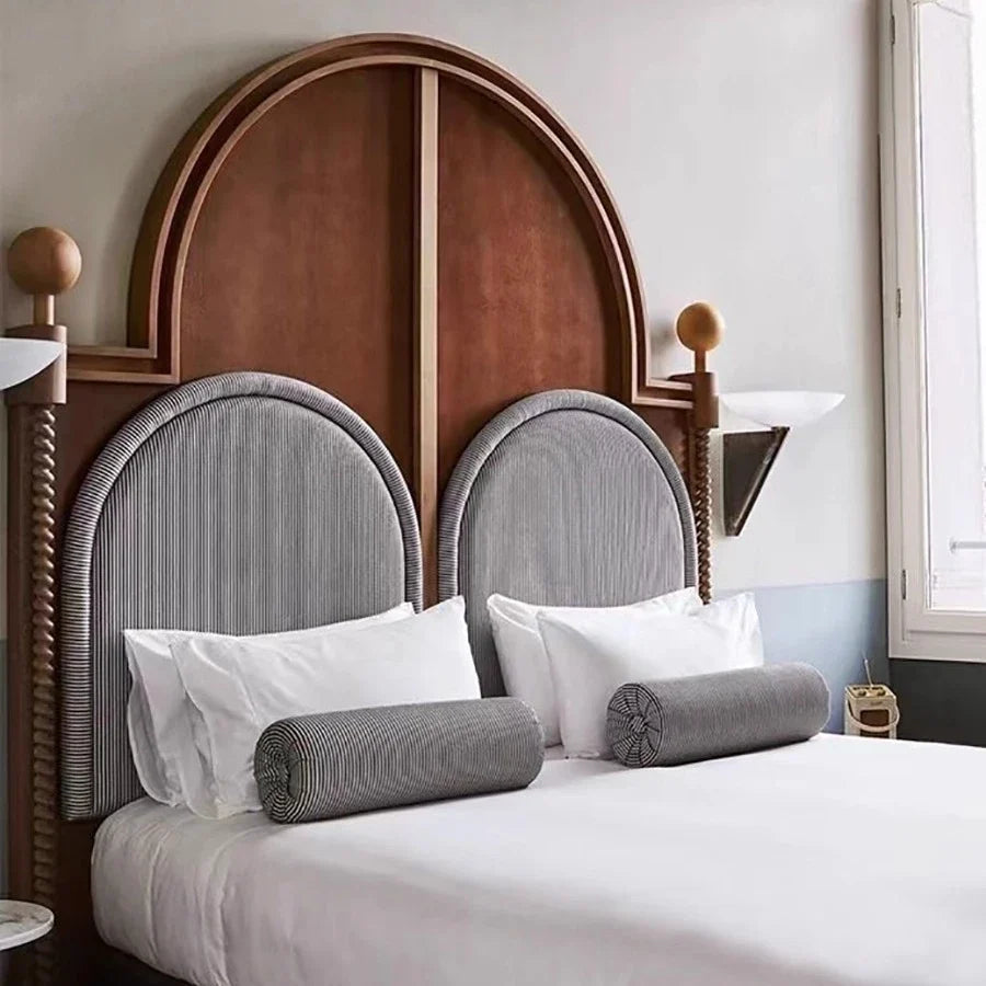 French Retro Court Bed – High-Backed Pillar Solid Birch Statement Piece