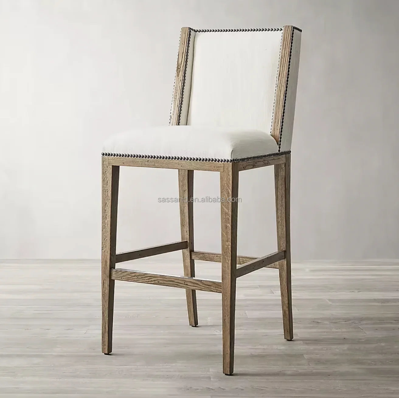 Bar & Counter Stool – Armless Fabric Solid Waxed Oak Ames Modern | 1601051852497