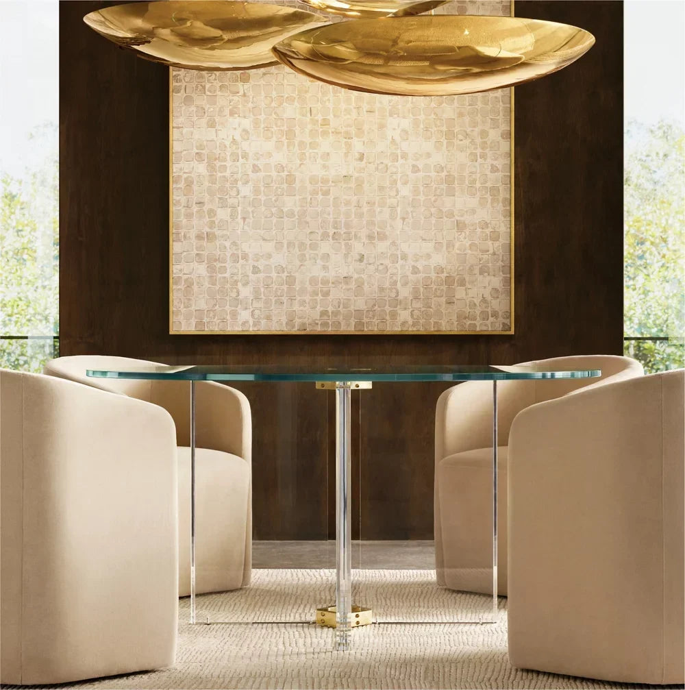 Round Dining Table Postmodern Lazio – Glass Acrylic Polished Brass