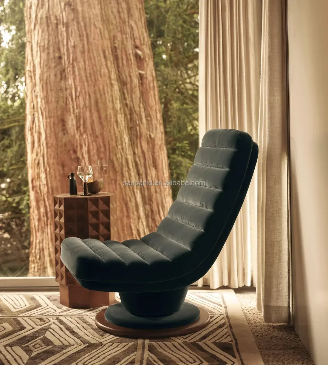 Albert Mid-Century Armchair – Tufted Performance Fabric Accent Chair