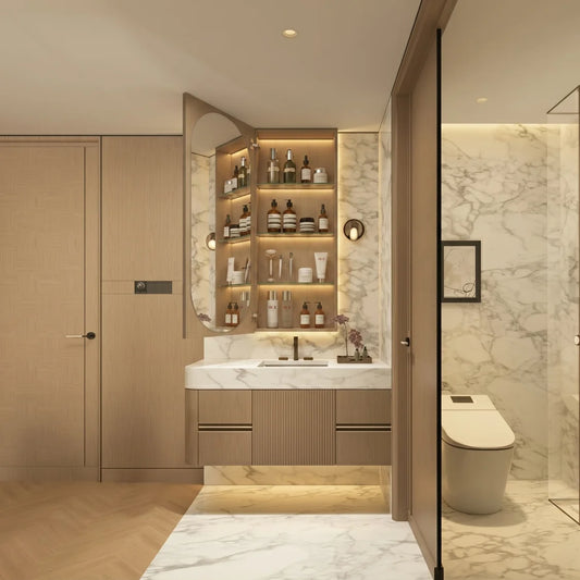 Customizable Dark Gray Wood Suspended Bathroom Cabinet Modern Minimalist