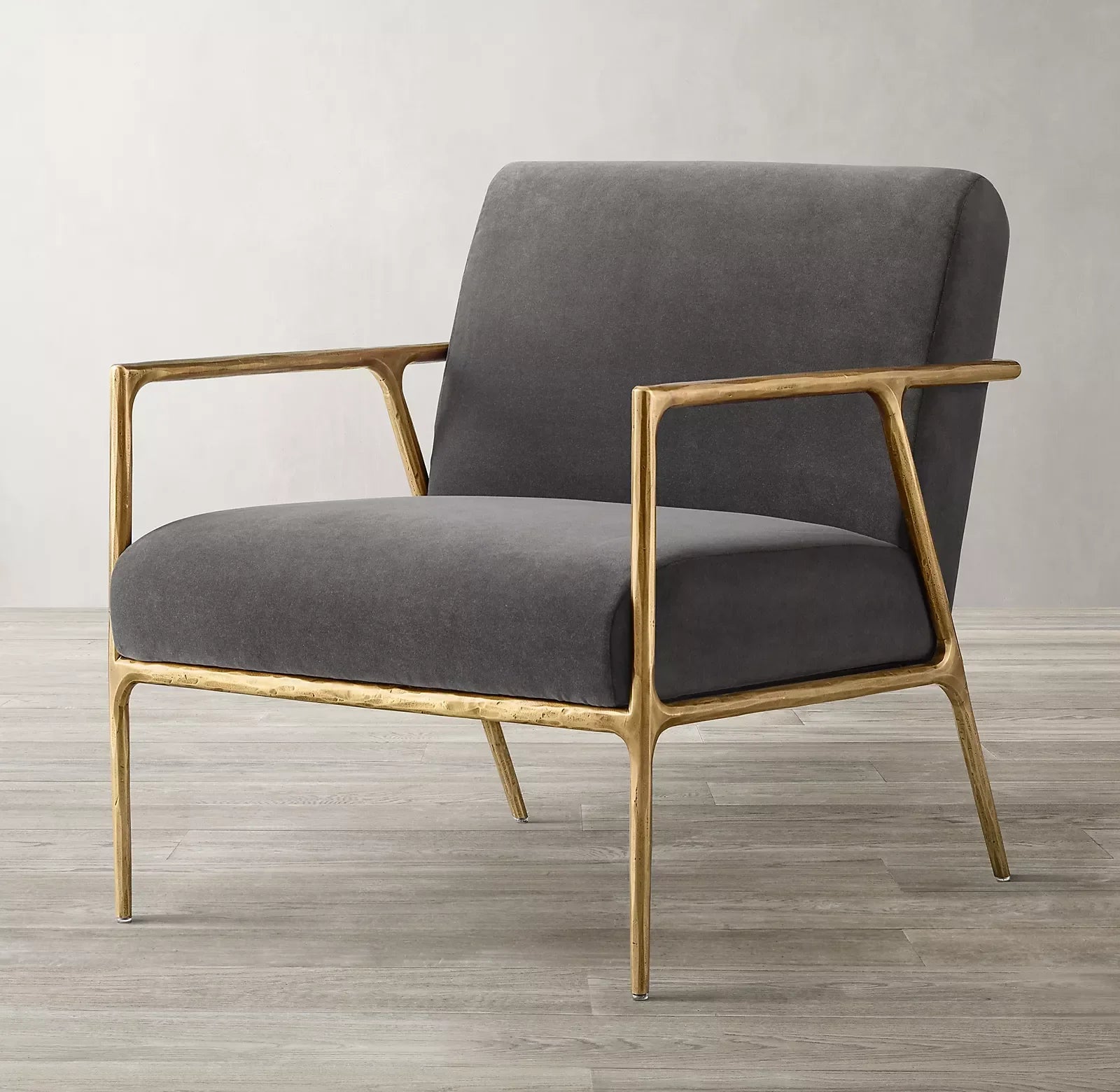 Velvet Accent Chair – Vintage Campaign – Forged Brass – Statement | 1600480031999